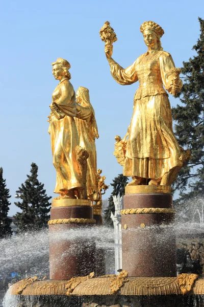 Famosa Fontana Dell Amicizia Dei Popoli Mosca Russia — Foto Stock