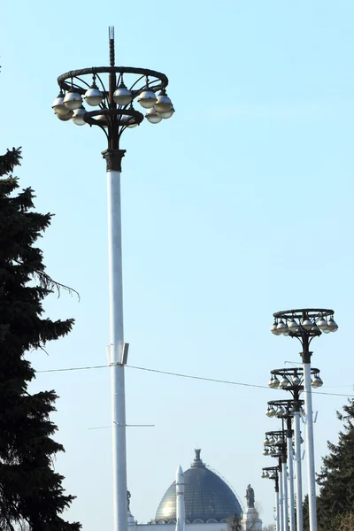 Outdoor Image Street Lantern Vdnh Center Blue Sky Moscow Russia — Stock Photo, Image