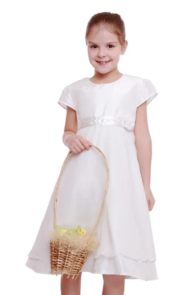 Girl holding a Easter basket — Stock Photo, Image