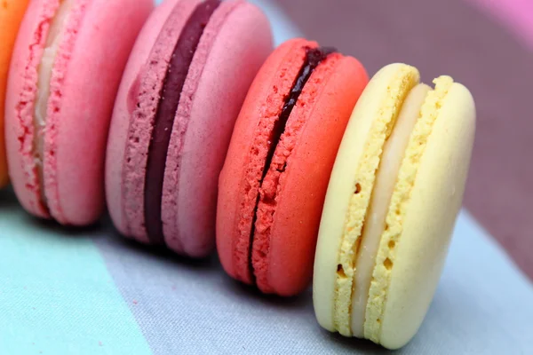 Fyra läckra söta färgglada macarons — Stockfoto