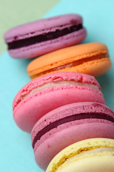 Six Tasty sweet colorful macarons Royalty Free Stock Images