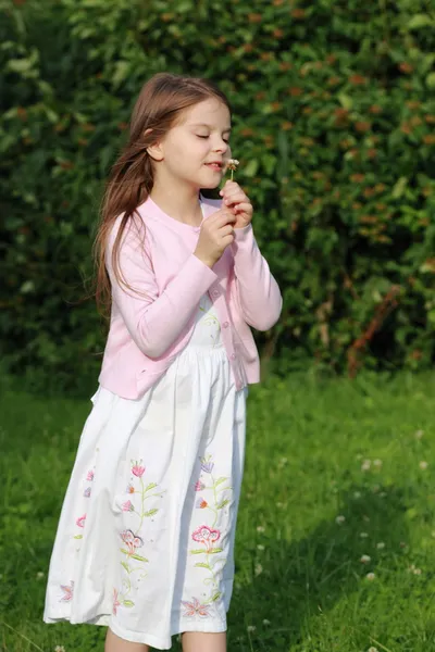 Little girl with flower — Stock Photo, Image