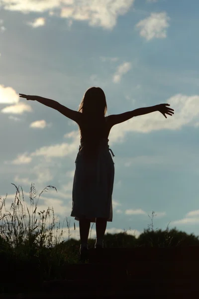 Klein meisje silhouet — Stockfoto