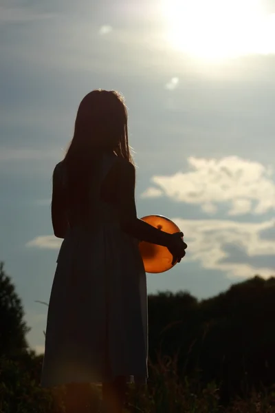 Klein meisje silhouet — Stockfoto