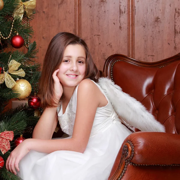 Lovely princess wearing white dress and tiara Royalty Free Stock Images