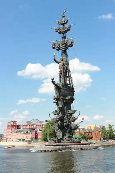 Monumento Zar Pedro Magno Moscú Situado Confluencia Occidental Del Río — Foto de Stock