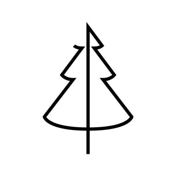 Kontinuierliche Linienzeichnung von Kiefern. Tanne. Schwarz isoliert auf weißem Hintergrund. Handgezeichnete Weihnachtsbaum-Vektor-Illustration — Stockvektor