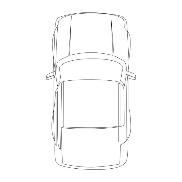Kontinuierliche Linienzeichnung Eines Einfachen Autos Blick Von Oben Vektorillustration — Stockvektor