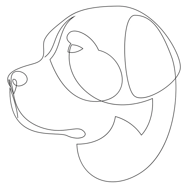 St. Bernard dog illustration in one line style. Vector — Stock Vector