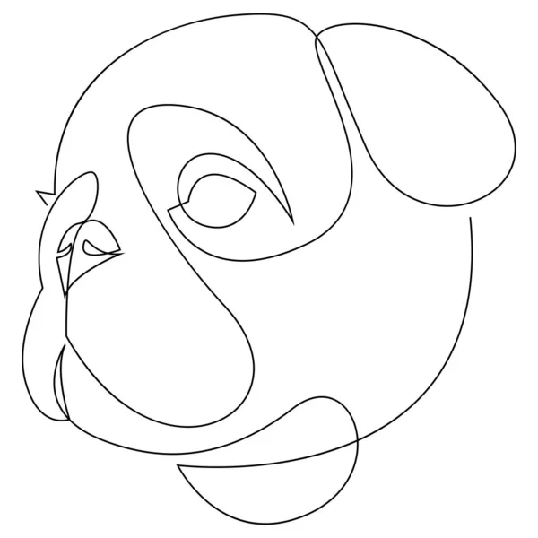 Retrato Pug vector Dog. Linha contínua. Desenho de linha única cão — Vetor de Stock