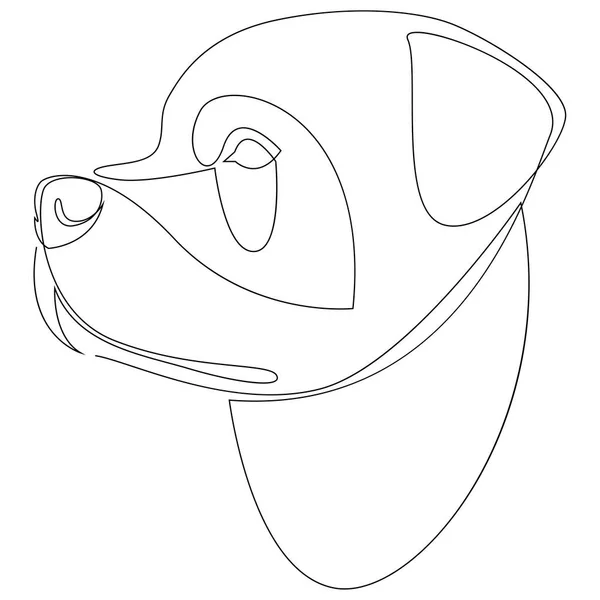 Portrait de chien Rottweiler. Ligne continue. Dessin de chien. Illustration vectorielle — Image vectorielle