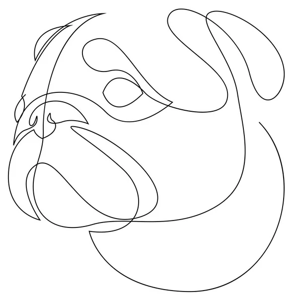 Pug vektörü Köpek portresi. Devamlı bir çizgi. Köpek tek çizgi çizimi — Stok Vektör