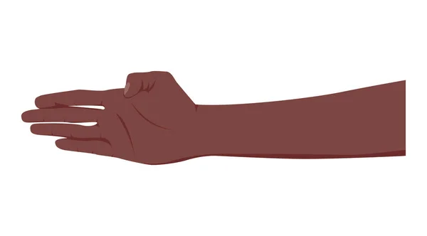 Afro Amerikaanse Donkere Huid Hand Hand Geïsoleerd Witte Achtergrond Vectorillustratie — Stockvector