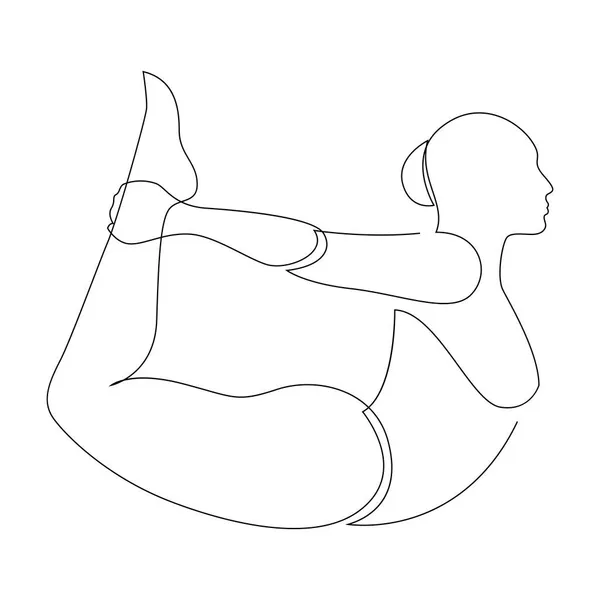 Mujer Haciendo Bow Yoga Pose Dhanurasana Concepto Ejercicio Clase Yoga — Archivo Imágenes Vectoriales