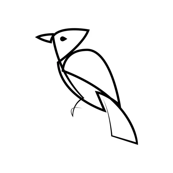 Logo oiseau Cardinal rouge. Un moineau dessinateur continu. Illustration linéaire bleu Jay dessinée à la main. Croquis vectoriel abstrait isolé — Image vectorielle