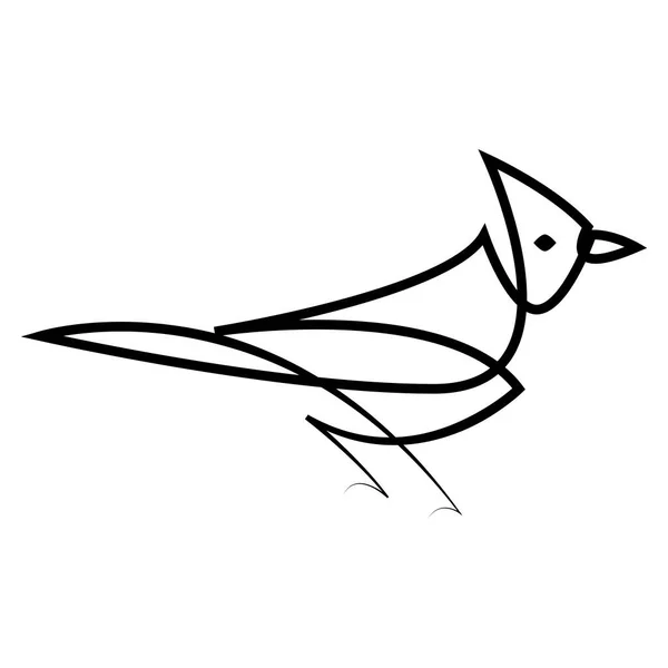 Logo de pájaro abstracto. Una línea de silueta de diseño cardinal rojo o azul jay. Minimalismo dibujado a mano estilo vector ilustración — Archivo Imágenes Vectoriales