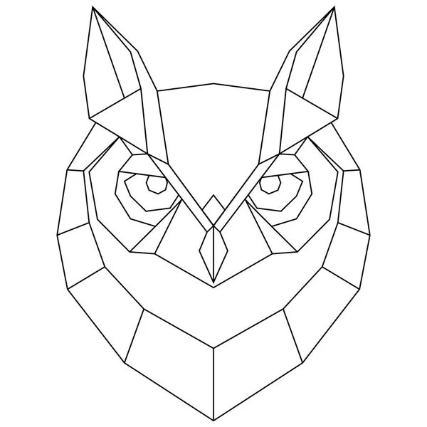 Geometrischer Kopf einer Eule. Polygonale Vektordarstellung eines Wildvogels. — Stockvektor