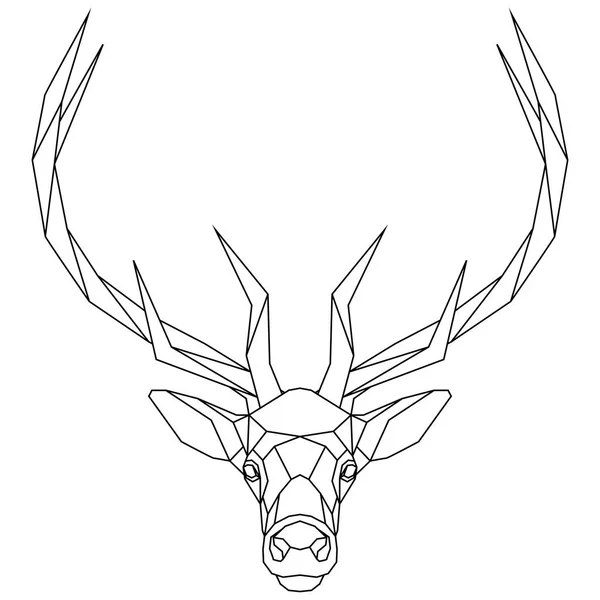 摘要多角形的鹿头 几何线性动物矢量图解 — 图库矢量图片