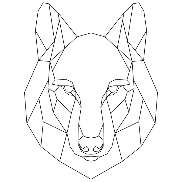 Abstrakter linearer polygonaler Kopf eines Wolfes. Vektor. Geometrisches Tier-Tattoo. — Stockvektor