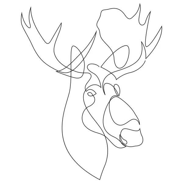 一条线设计驼鹿的轮廓。手绘单一连续线条简约风格.矢量说明 — 图库矢量图片
