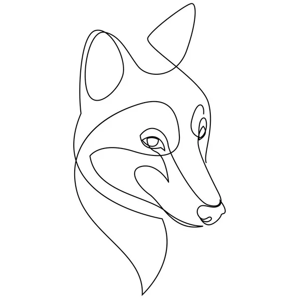 Eine Linie Wolf Design Silhouette. Handgezeichnete minimalistische Vektor-Illustration — Stockvektor