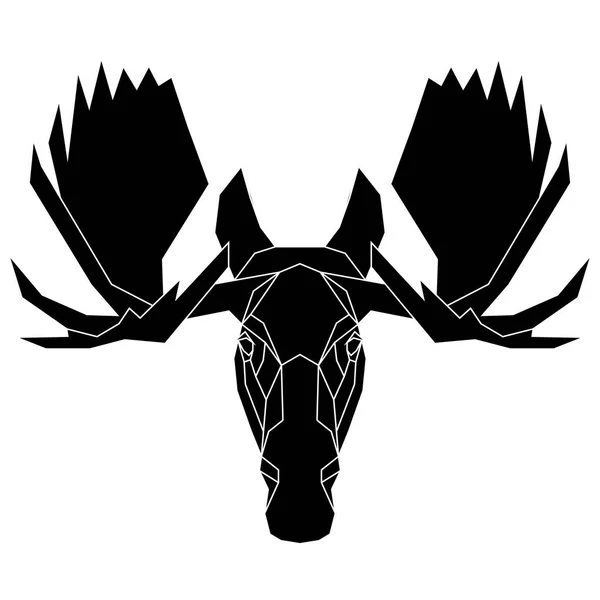 摘要线性麋鹿头颅 几何多边形动物 — 图库矢量图片