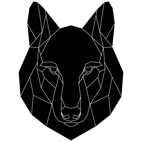Wolfskopf Ikone Abstrakter Dreieckiger Stil Kontur Für Tätowierung Logo Emblem — Stockvektor
