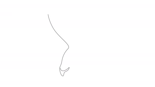 Animowany Własny Rysunek Jednego Ciągły Rysunek Linii Uroczej Głowy Zająca — Wideo stockowe