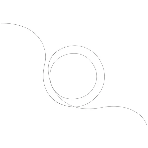 Шаблон для круглых контуров эмблемы. Один сплошной рисунок. Тонкая линейная иконка, выделенная на белом фоне. Черный ручной рисунок вектора с копировальным пространством. — стоковый вектор