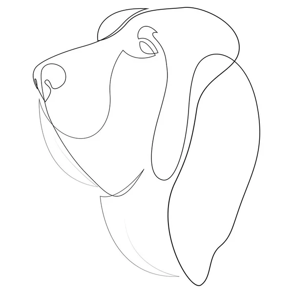 連続ラインブラウンド。シングルラインミニマムスタイルの犬ベクトルイラスト。肖像画 — ストックベクタ