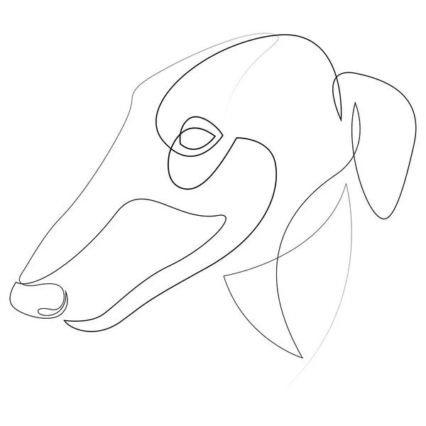Linea continua Borzoi. Singola linea stile minimale Greyhound cane vettore illustrazione. Ritratto astratto dell'animale domestico — Vettoriale Stock