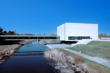 Poznan, Polonya - 21 Mart 2022. Ostrow Tumski 'deki Porta Posnania (Poznan Kapısı) interaktif müzesi