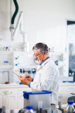 üst düzey bilim adamı iş onun tablet bilgisayar kullanarak