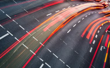 Hareket bulanık şehir trafik (renk tonlu görüntü)