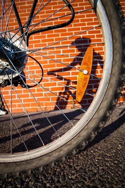 Female bikers shadow — Stock Photo, Image