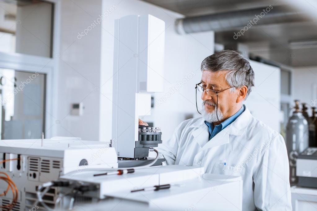 Senior male researcher carrying out scientific research