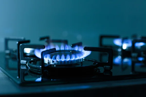 Flames of gas stove — Stockfoto