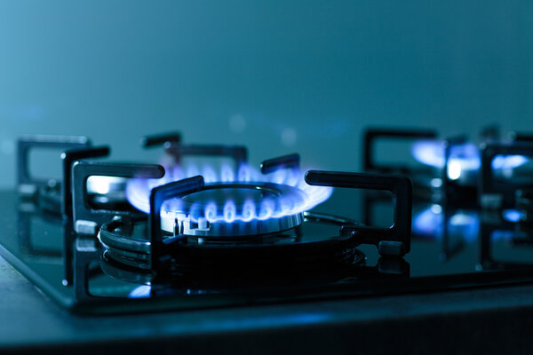 Flames of gas stove