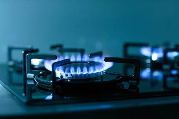 Flames of gas stove — Stockfoto