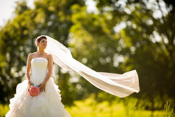 Braut an ihrem Hochzeitstag — Stockfoto