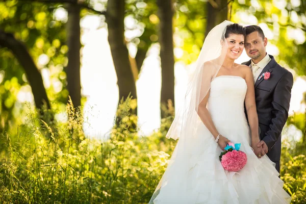 Casal de casamento jovem no dia do casamento — Fotografia de Stock