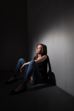 Woman suffering from depression clipart