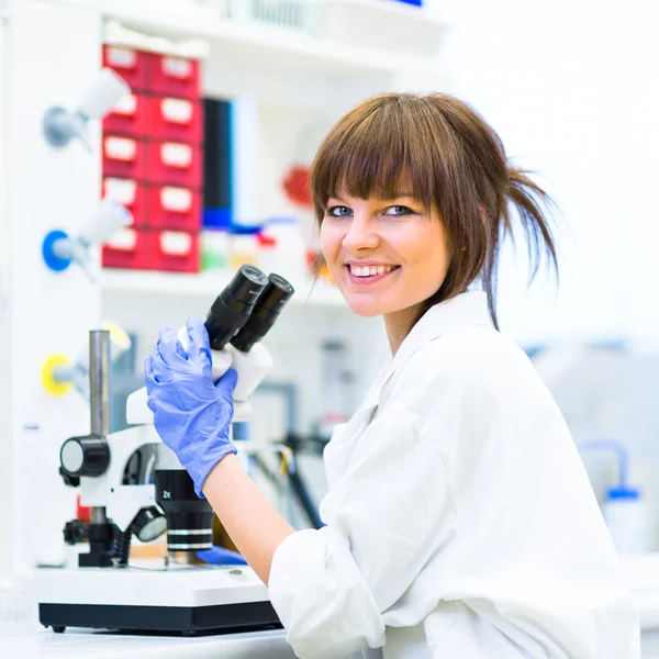 Female researcher carrying out research — Stock Photo, Image