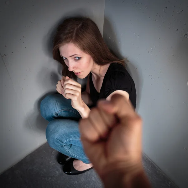 Woman in fear of domestic abuse — Stock Photo, Image