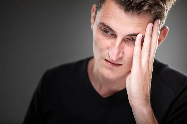 Fear Anxiety Regret Uncertainty Young Man Effects Difficult Life Situation — Stock Photo, Image