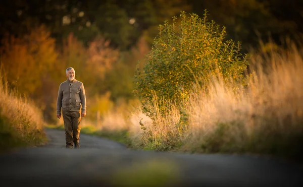 Porträt Eines Gutaussehenden Älteren Mannes Herbst Freien Aktive Senioren Genießen — Stockfoto