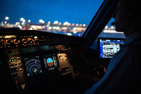 Commercial Airliner Airplane Flight Cockpit Takeoff — Stock Photo, Image