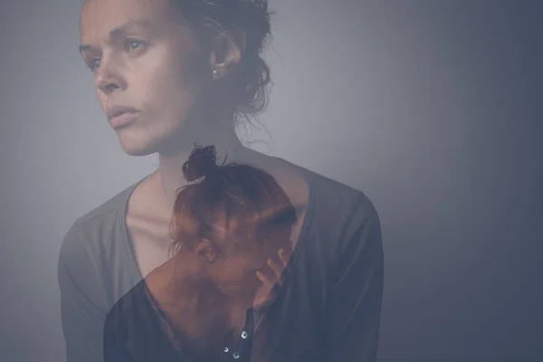 Depressed Anxious Young Woman Suffering Mental Disorders Illness — Stock Photo, Image