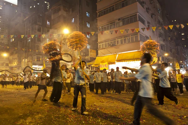 Tai powiesić ogniem Smok taniec w hong Kongu — Zdjęcie stockowe