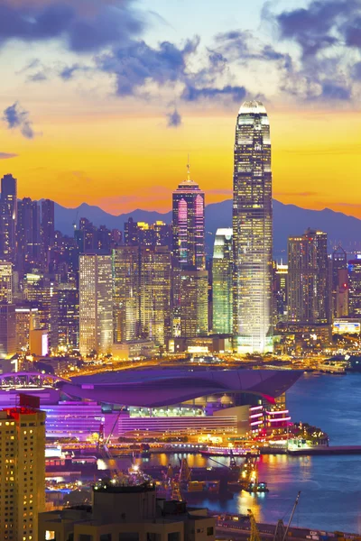 Hong Kong buildings at sunset — Stock Photo, Image